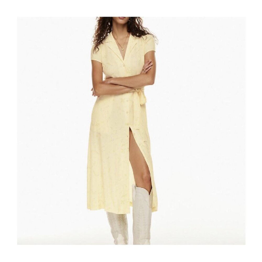 Aritzia Wilfred Yellow Floral Shirt Dress